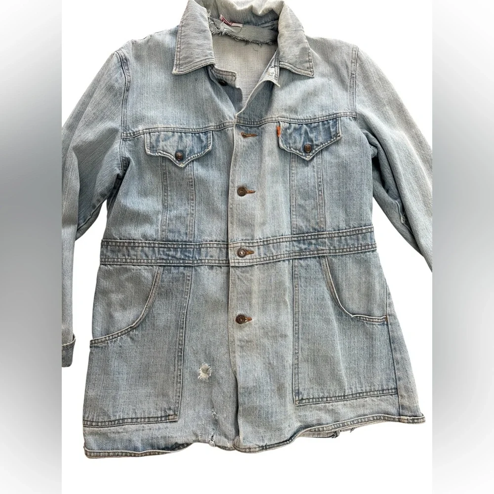 Vintage 70s Levi’s Orange Tab Denim Chore Coat USA Made Large - Picture 3 of 9